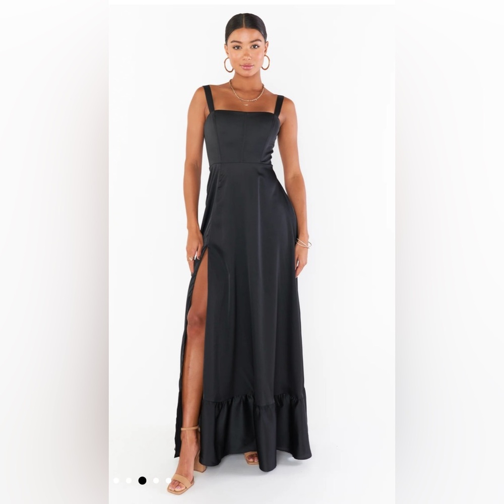 Show Me Your Mumu Clarissa Corset Dress ~ Black Luxe Satin